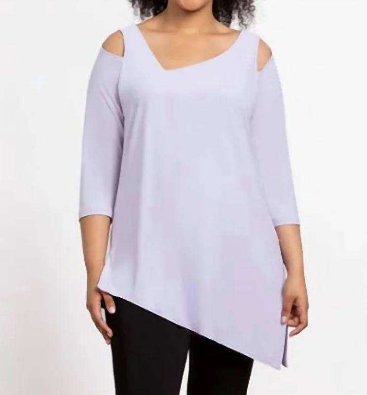 Designer Women's Fashion Online 3/4 Sleeve Tunic In Lavender