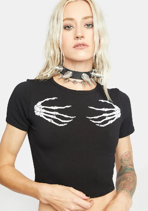 Women's Clothes for All-Day Comfort and Style Skeleton Hand Graphic Tee