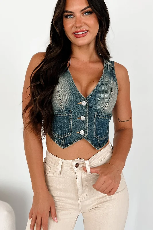 Women Online Clothing Boutiques Carthage Denim Vest Top (Dark Denim)