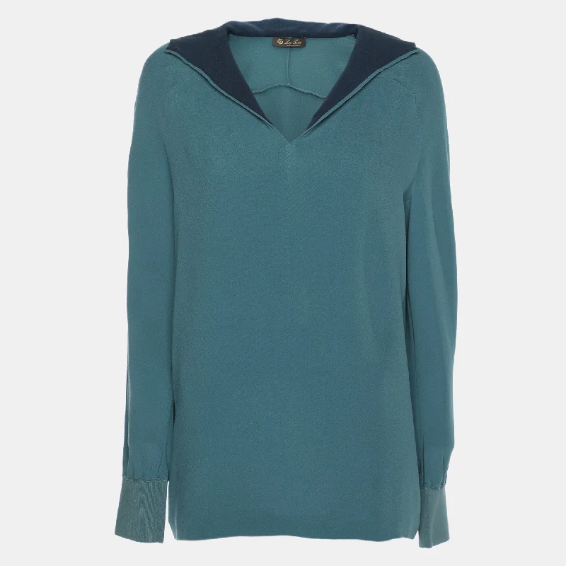 Women's Holiday Apparel Loro Piana Blue Silk Hoodie