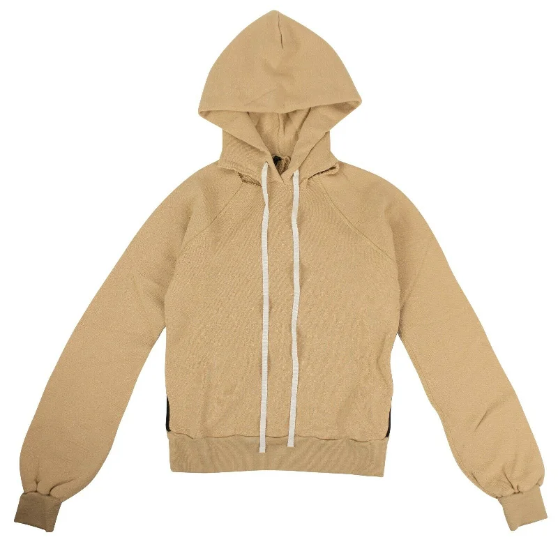 Women's Transitional Attire Unravel Project Cut Out Shoulder Hooded Sweatshirt - Tan