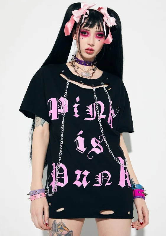 Workwear Fashion for Women Pretty In Punk Chain Graphic Tee