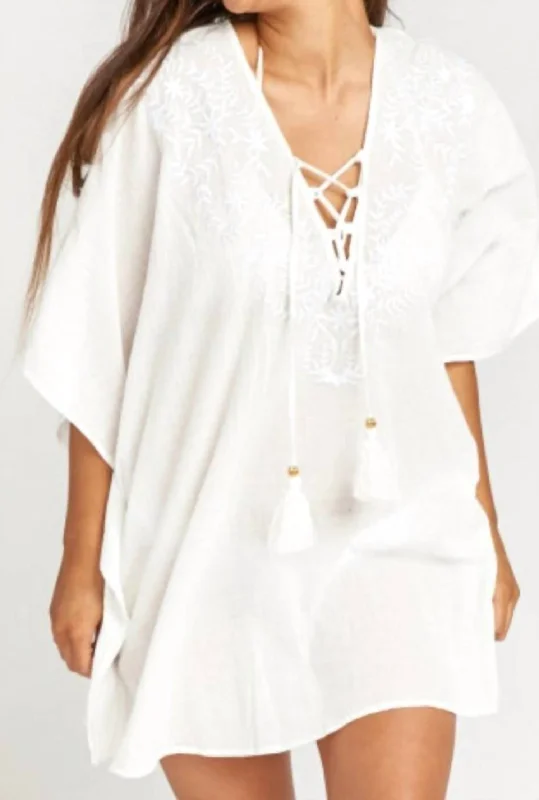 Women's Floral Print Outfit Peta Lace Up Tunic In White