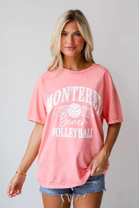 Women's Activewear Garments FINAL SALE - Monterey Beach Volleyball Coral Graphic Tee