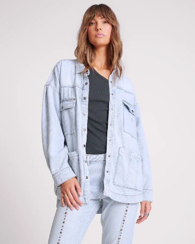 Comfortable Garments For Women Longline Denim Jacket - Hustler