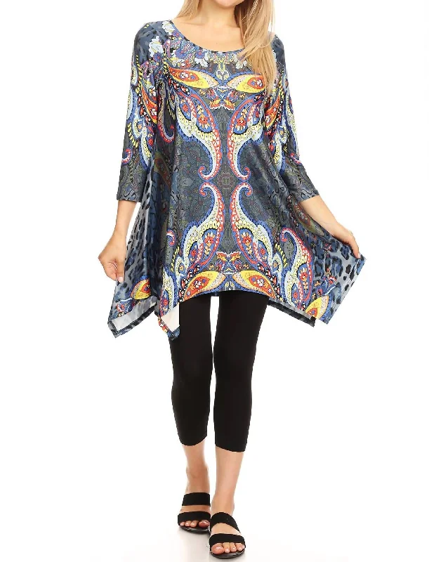 Outfits For Girls Marlene Tunic Top In Blue Multi