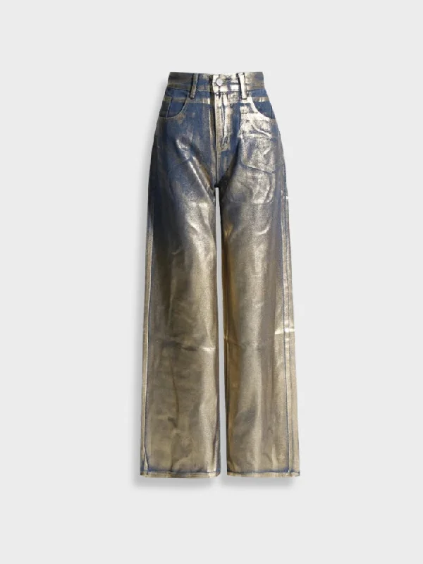 Women's Trendy Outfits Metallic Washed Vintage Denim