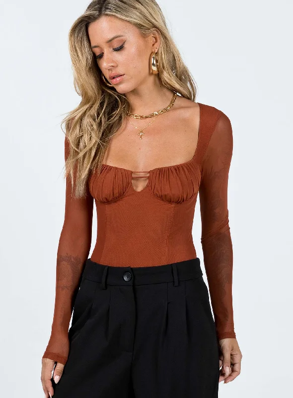 Online Boutiques Clothing Olas Bodysuit Terracotta