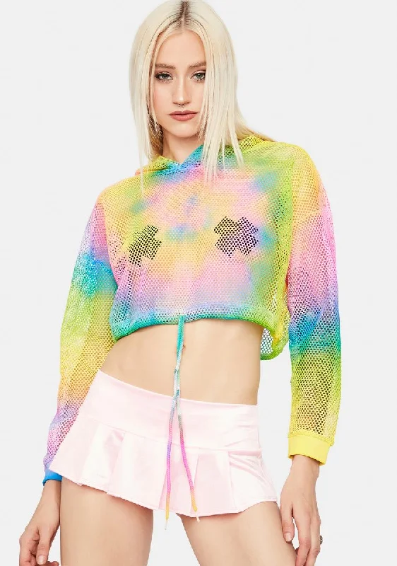 Vibrant Styles Ur Funhouse Friend Mesh Tie Dye Hoodie