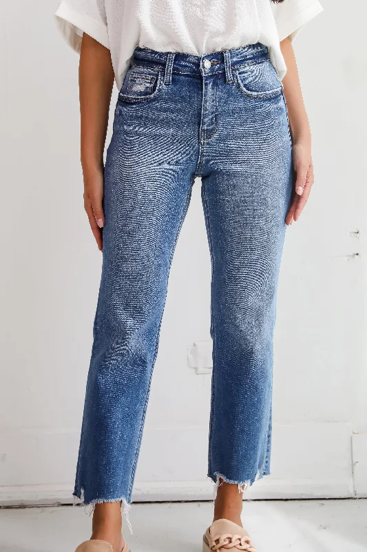 Women Wear Boutique Victoria Medium Wash High-Rise Stretch Straight Jeans