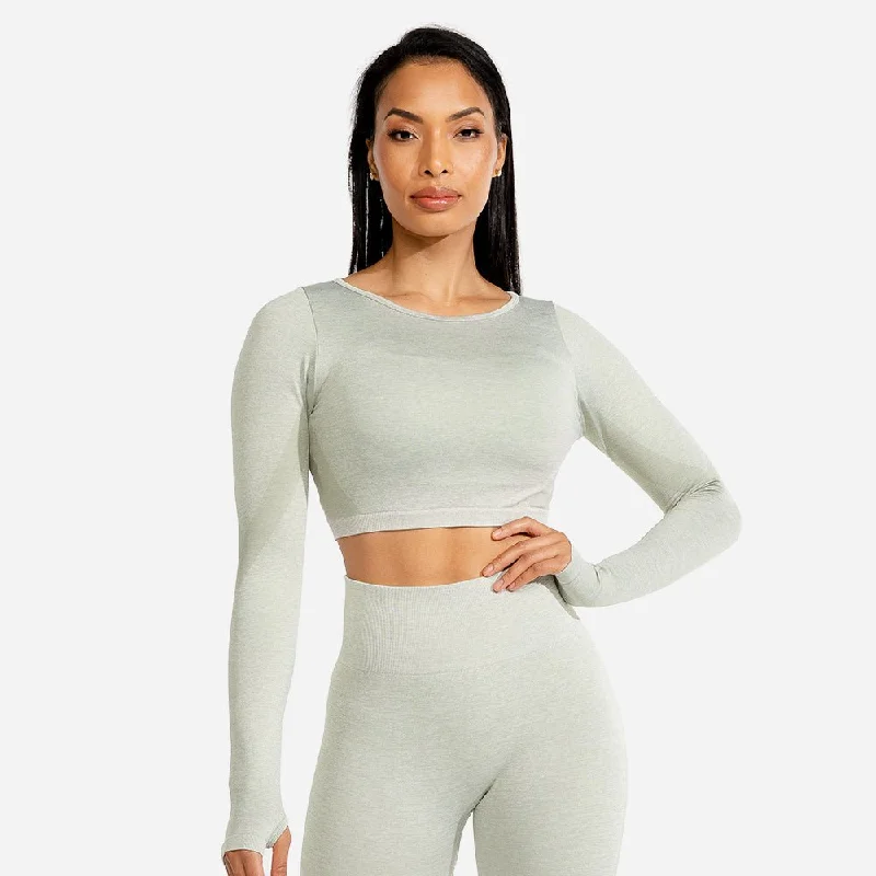 Women's Trendy Outfits Marl Seamless Crop Top - Ice