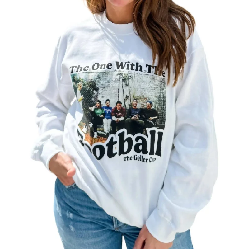 Casual Chic Friends Football Sweatshirt In White