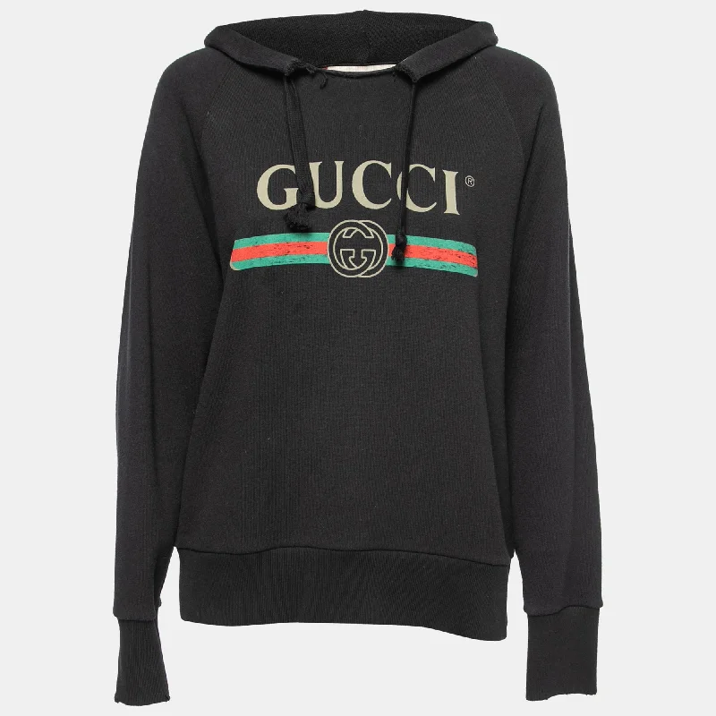 Affordable Luxury Women's Garments Gucci Black Cotton Blind For Love Embroidered Hoodie