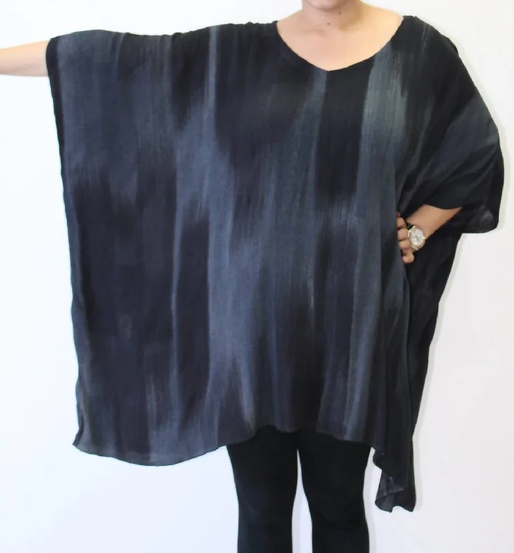 Modern Women's Apparel Hand Painted Katie Poncho Tunic In Cascading Black