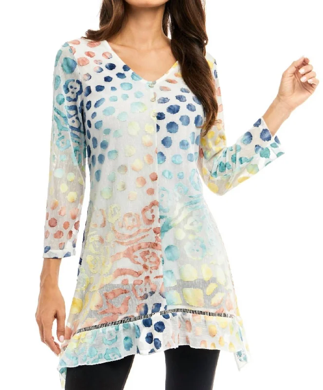 Women's Festive Attire Animal Print Burnout Tunic In Multi Colored