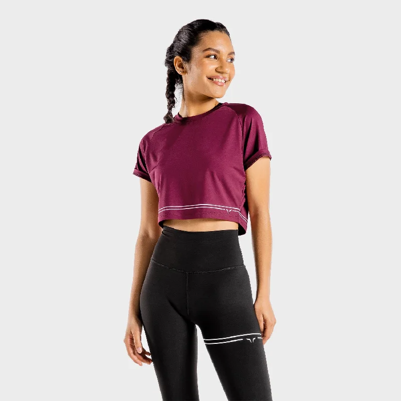 Comfortable Casual Wear Flux Crop Tee - Maroon