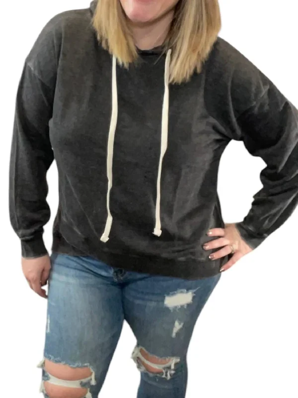 Women's Apparel And Garments Cross Front Slouchy Hoodie In Black