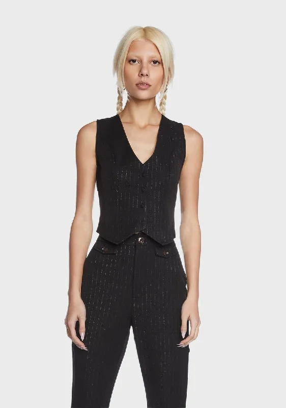 Women's Weekend Outfit Pinstripe Fitted Vest