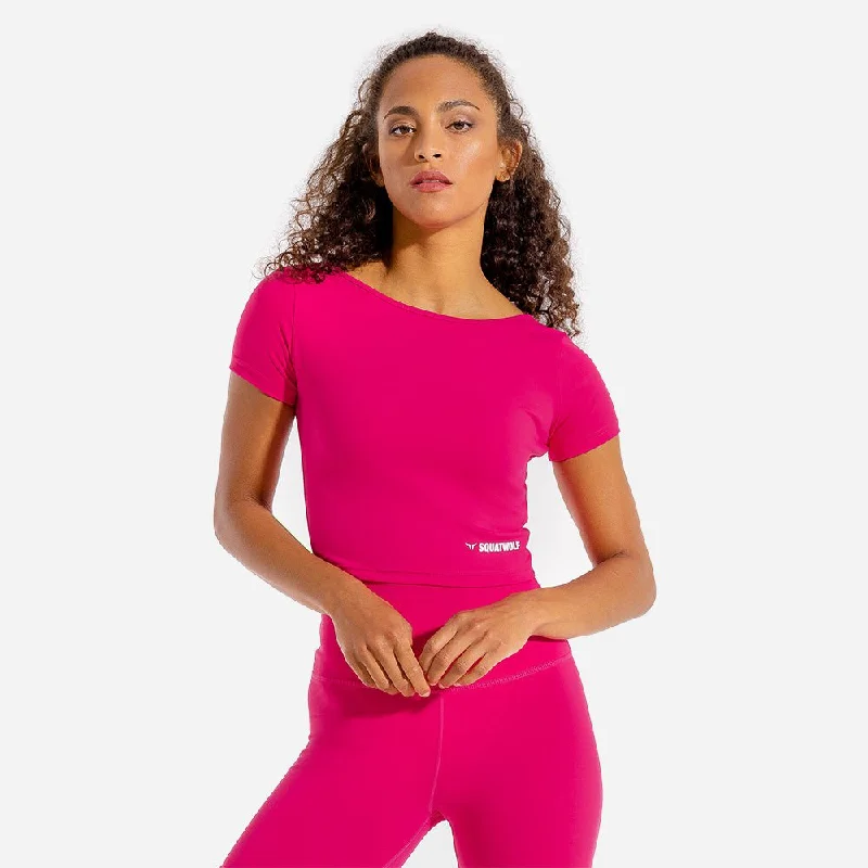 Women Wear Brands Warrior Crop Tee - Half Sleeves - Magenta