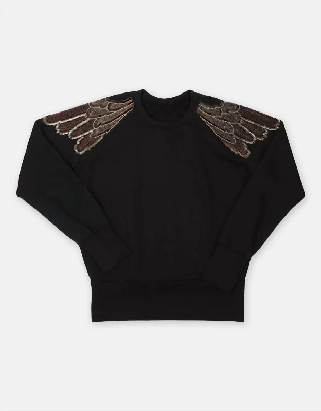 Women's Fashion Clothing Women's Feather Sweatshirt In Black