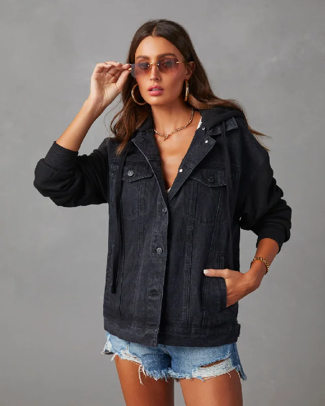 Women's Plus-Size Attire Gerardi Hooded Denim Jacket