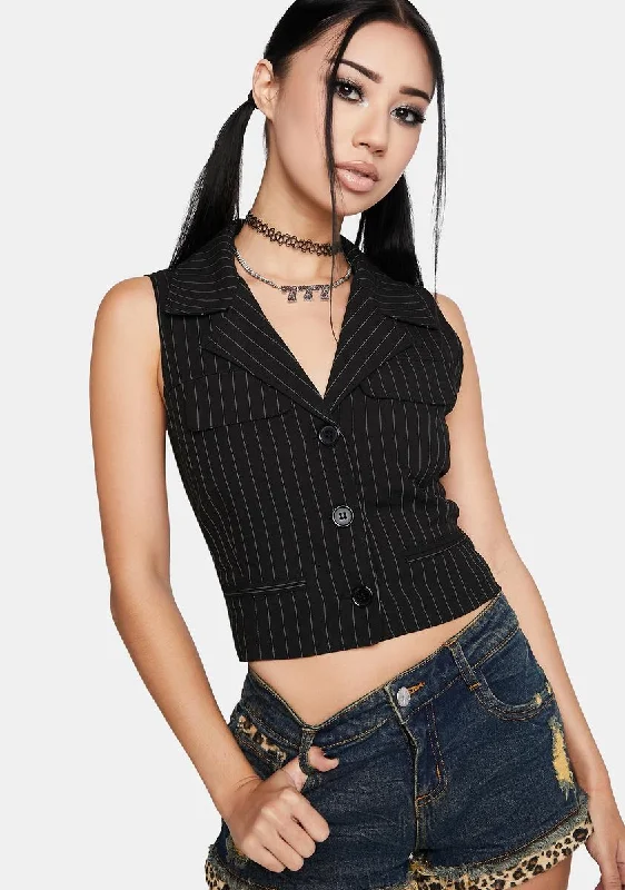 Women's Formal Wear Dealer's Choice Pinstripe Vest Top