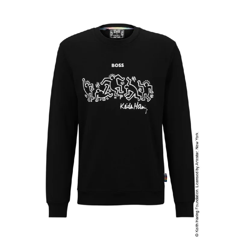 Luxury Women's Clothing BOSS x Keith Haring gender-neutral cotton-blend sweatshirt with special artwork