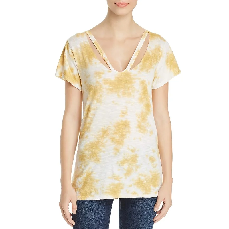 Stylish Everyday Clothing Womens Cut-Out Tie-Dye T-Shirt