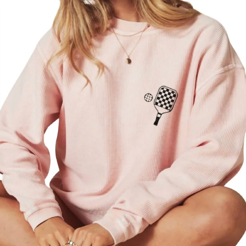 Graceful Fashion Pickle Baller Corded Sweatshirt In Pink