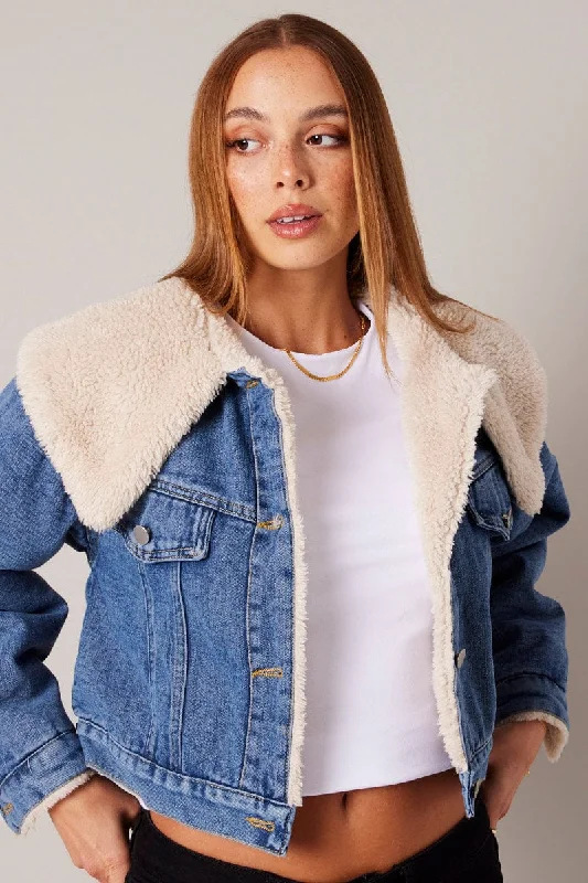 Modern Women's Wardrobe Essentials Denim Jacket Faux Fur