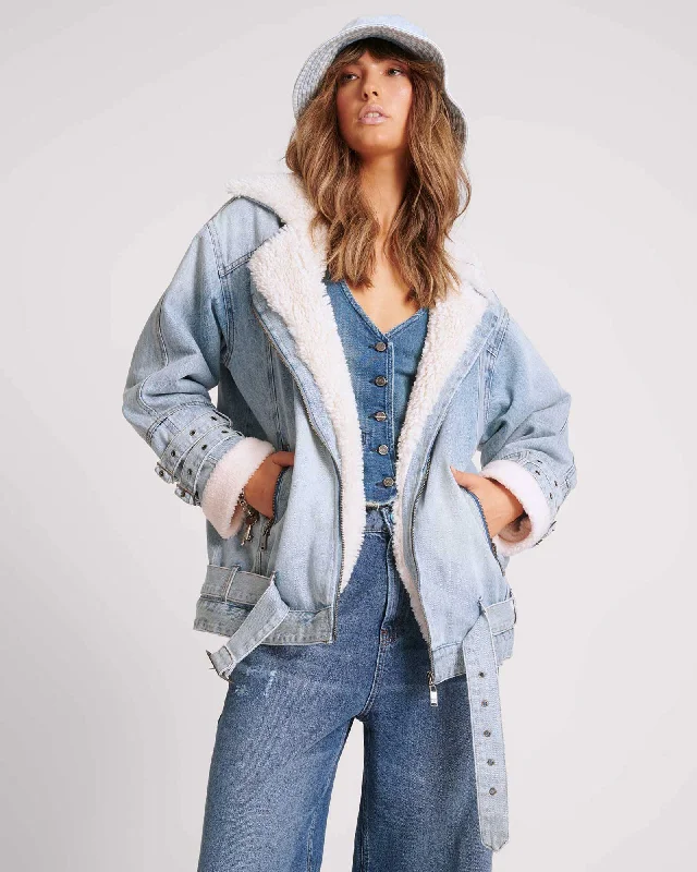 Women's Transitional Attire Aviator Denim Jacket - Salty Dog Blue