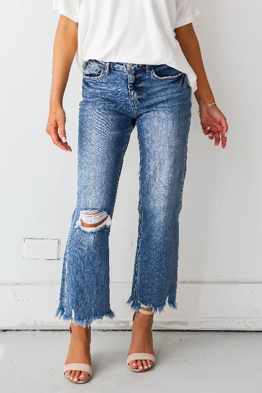 Women's Fashion Clothing Sadie Medium Wash Distressed Dad Jeans Plus