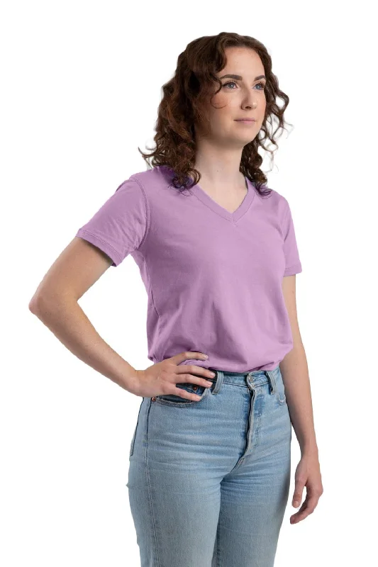 Trendy Casual Outfits Berne Violet Cotton Blend Womens Performance V-Neck Tee S/S