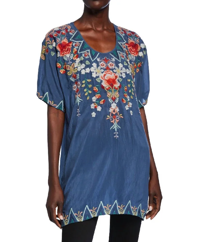 Women's Vacation Outfit Set Tamaya Tunic In Twilight Blue