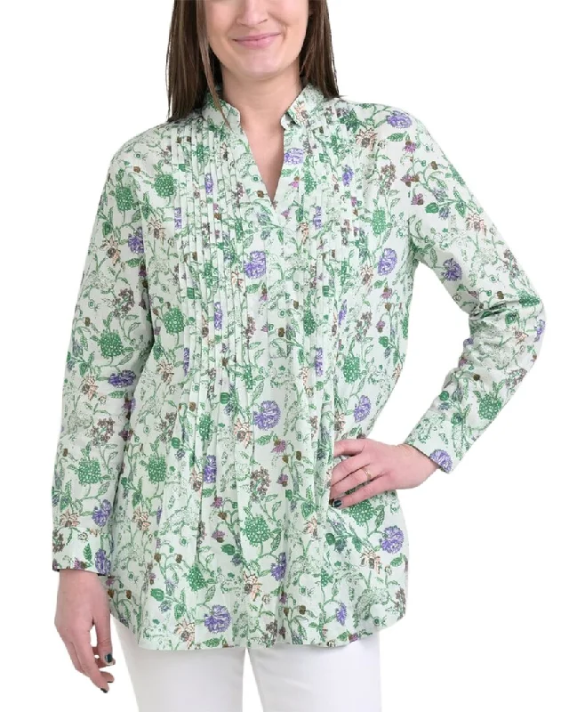 Relaxed Fashion Pomegranate Pintuck Collard Tunic