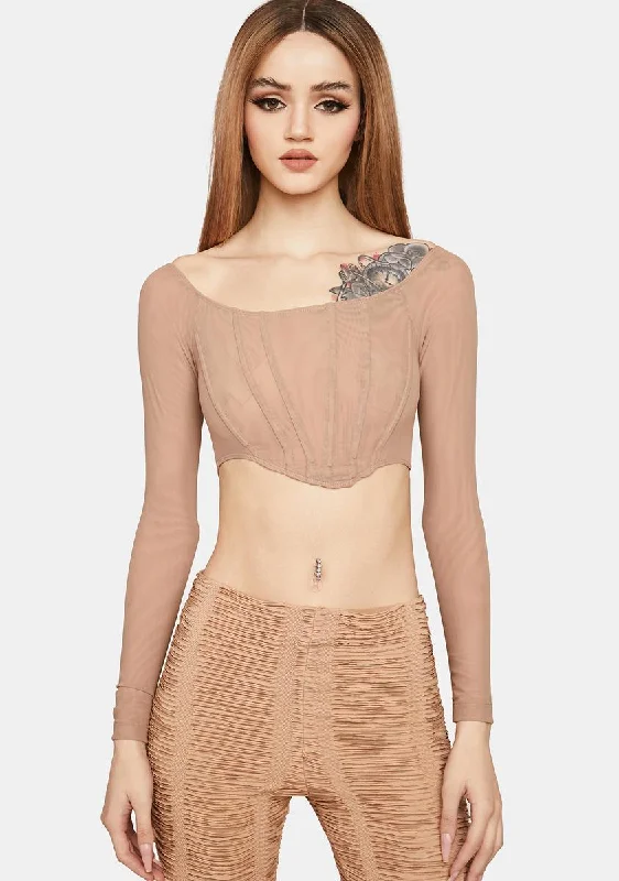 Casual Women's Clothing Give You A Show Sheer Crop Top