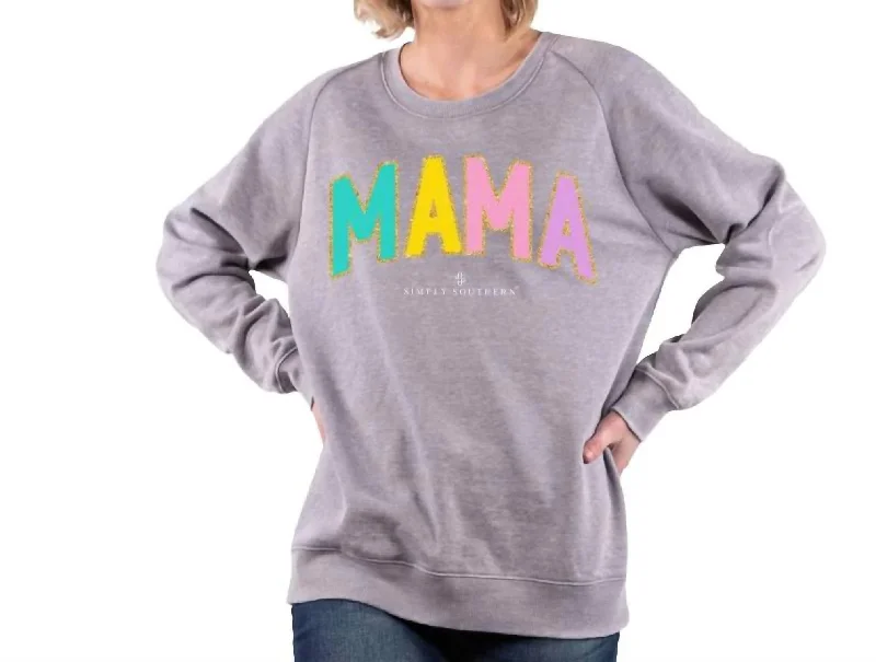 Women's Street Style Casual Wear Varsity Patch Crew Sweatshirts In Mama