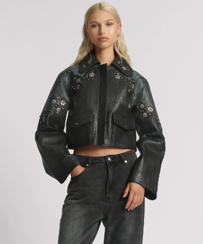 Effortless Chic for Women Matador Leather Cropped Jacket - Black