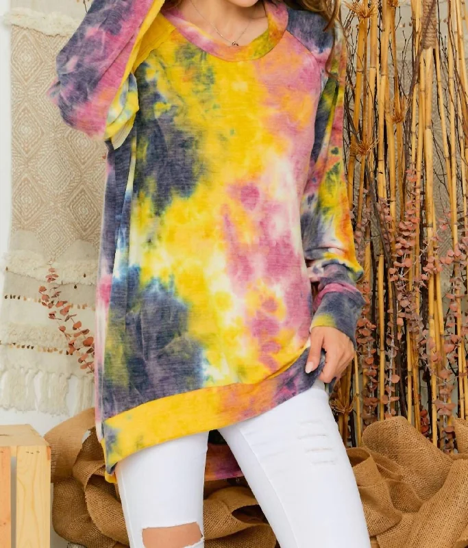 Casual Dresses for Women Tie Dye Cold Shoulder Tunic In Water Color