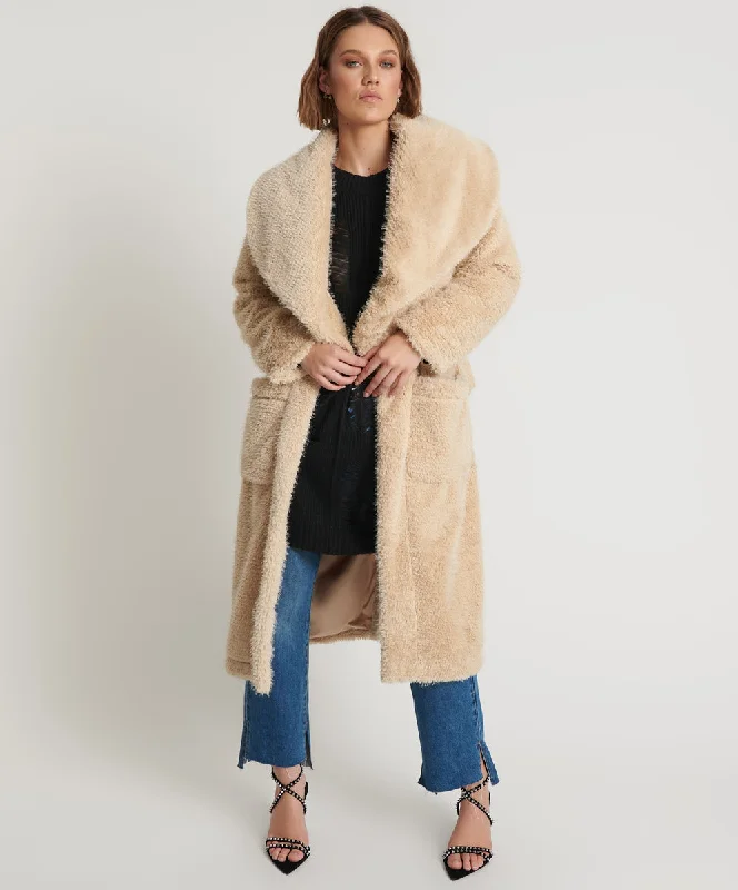 Women's Clothes And Apparel Sets The Wonderland Faux Fur Coat - Cream