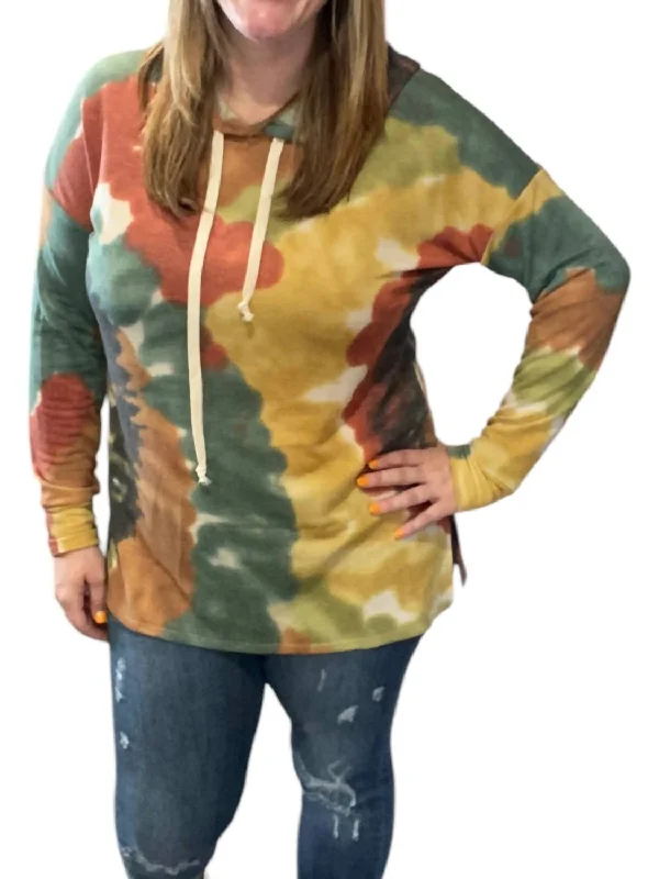 Women's Outdoor Activity Garments Southwest Tie Dye Hoodie In Green