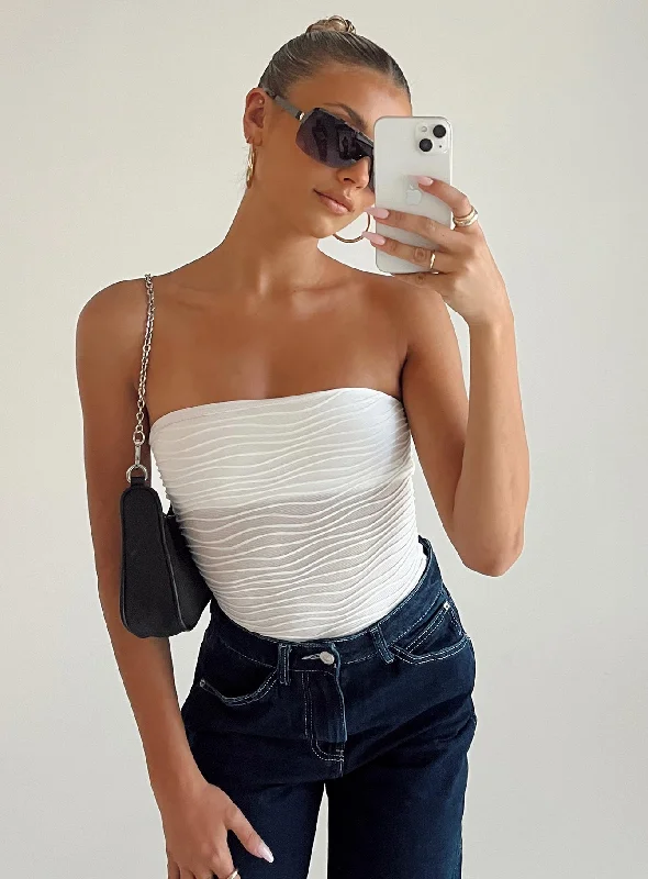 Chic Casual Style Makena Strapless Bodysuit White