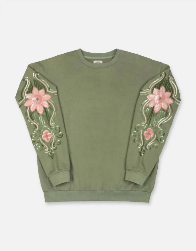 Bold and Elegant Women's Fashion Women's Lotus Sweatshirt In Khaki