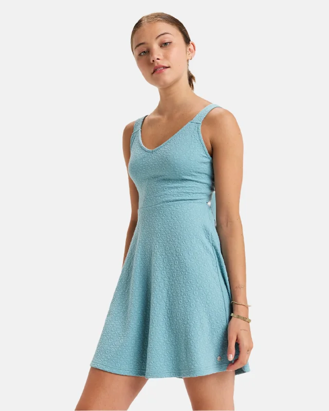 Women's Elegant Outfit Beach Bliss Mini Dress - Mineral Blue