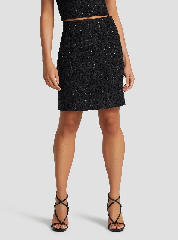 Versatile Outfits Black Emma Shimmer Tweed Mini Skirt