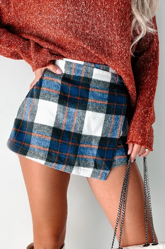 Women's Functional Apparel For Outdoor Activities Ever So Posh Plaid Wrap Skort (Blue Mix)