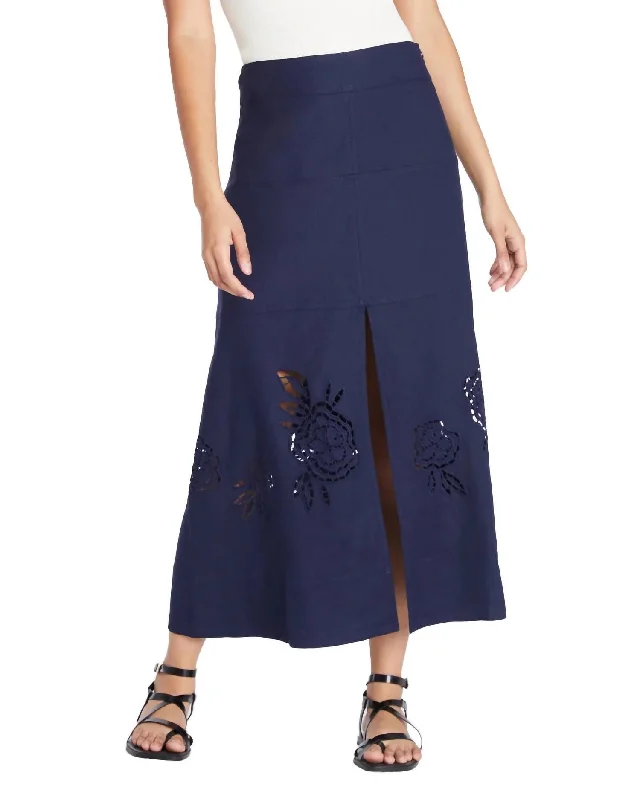 Luxe Women's Fashion Harlow Midi Skirt In Maritime Blue