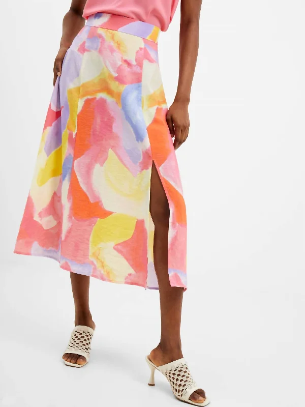 Fashion Essentials Isadora Faron Drape Slip Midi Skirt In Summer Multi