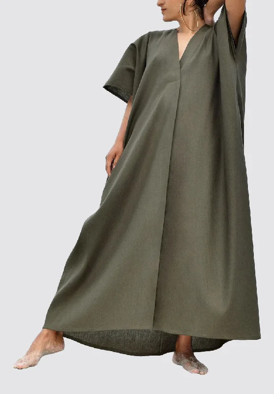 Women's Cozy Winter Attire Kin Kaftan | Khaki Green