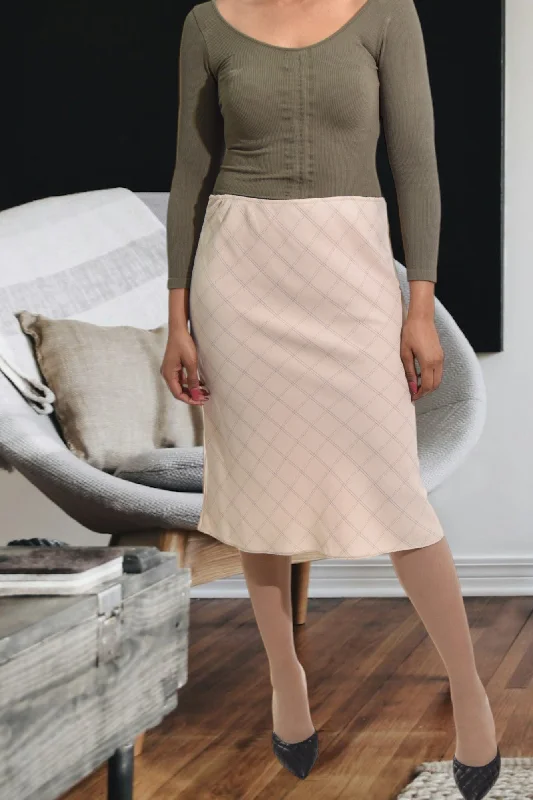 Women's Festive Attire Ladies Beige Patterned Skirt